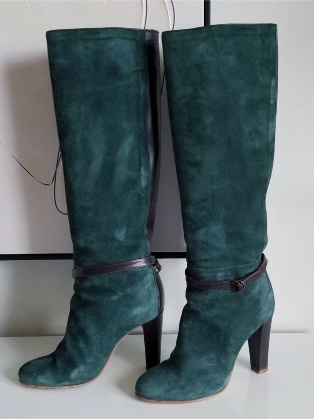 EUC Space Style Concept Teal Green Suede Knee-High Boots retail $689 - Picture 4 of 12